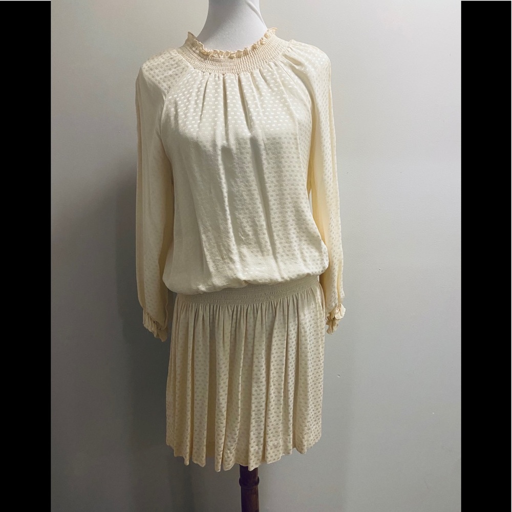 VTG hidden drop waist dress Sz 12 ivory ruffle